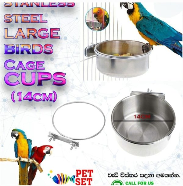 Stainless Steel Large Bird Cage Cup